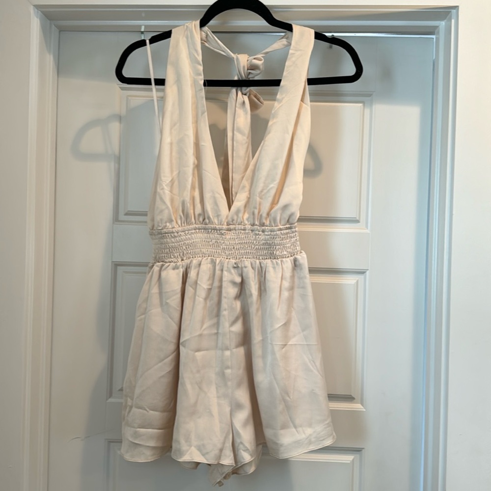 NEW WITH TAGS- Do+Be Champagne-Colored Romper- Small
